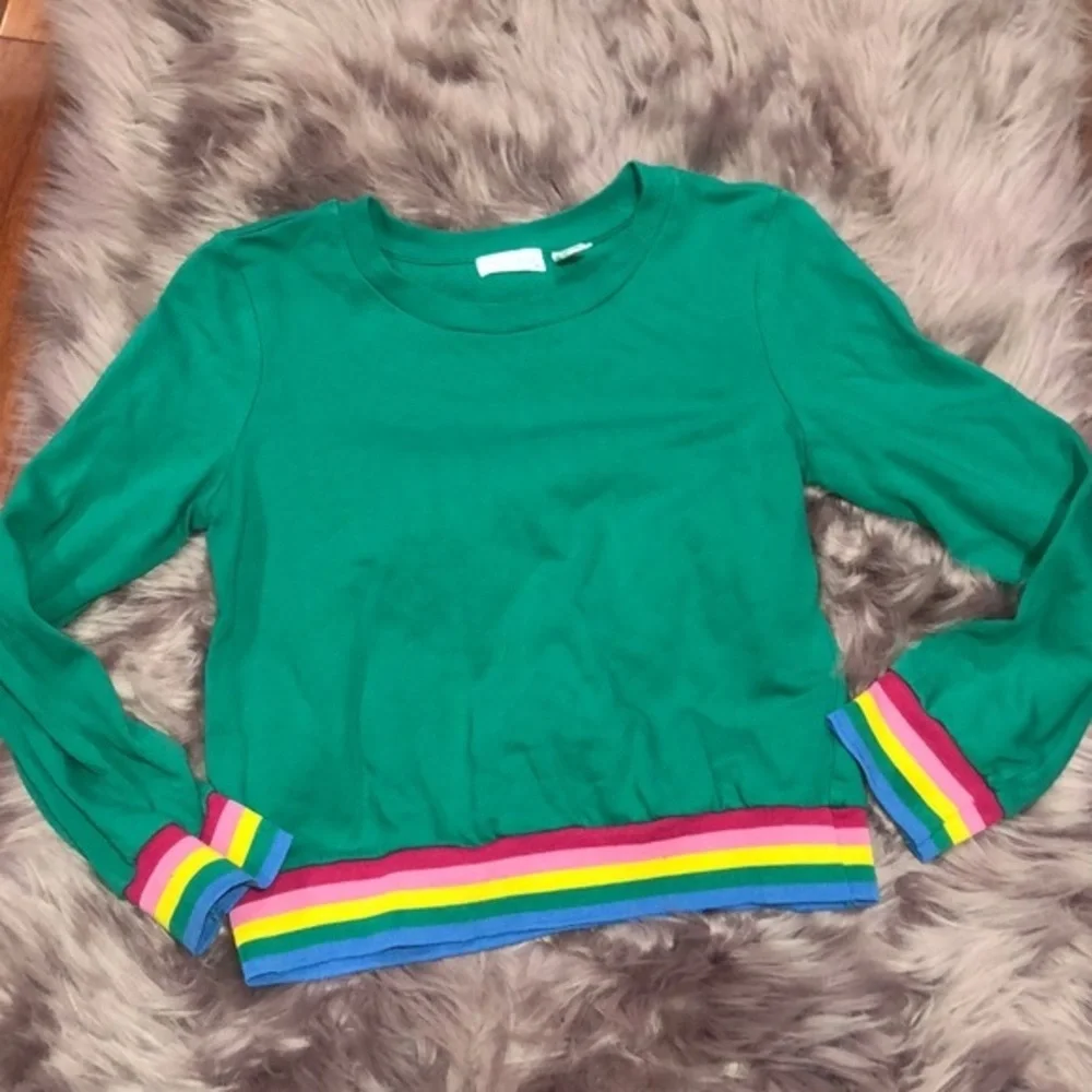 Full tilt girls green rainbow sweatshirt